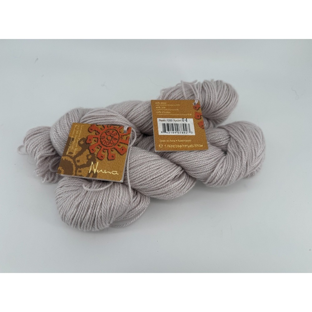 Mirasol Nuna Sport Yarn Lot of 2 Timberwolf 1050 Wool Silk Viscose Luxury Peru